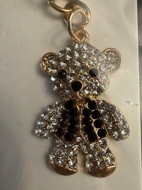 ItGirl Gold-tone Rhinestone Vested Teddy Bear Keychain/Charm